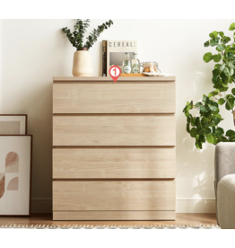 Commode 4 tiroirs 80x40x93 cm Bois