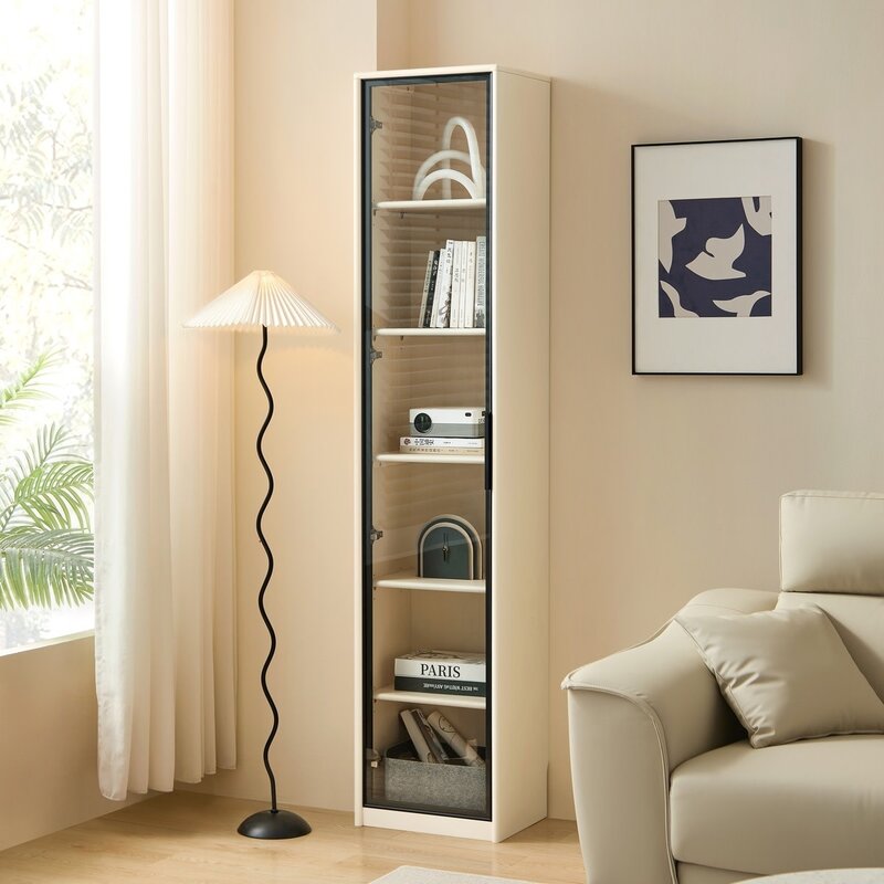 Étagère avec porte vitrée en aluminum 42x33x190 cm