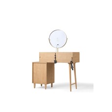 Coiffeuse 3 titoirs avec caisson + miroir 103x42x132 cm Bois + Blanc