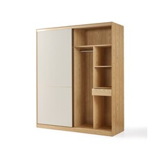 Penderie 2 portes coulissantes 160x60x213 cm Bois + Blanc