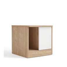 Table de chevet 38x40x37 cm Bois + Blanc