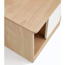 Table de chevet 38x40x37 cm Bois + Blanc