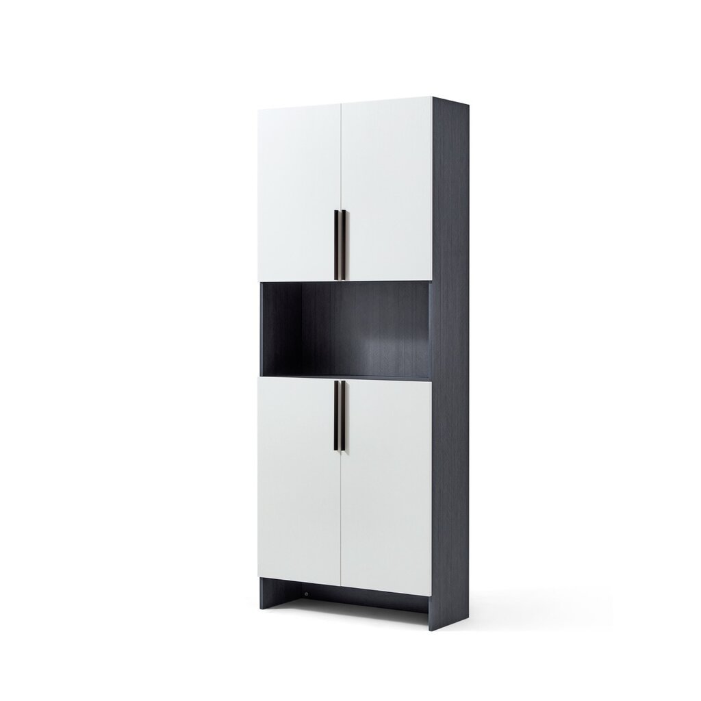 Armoire d'entrée 4 portes 79x33x200 cm Blanc + Noir