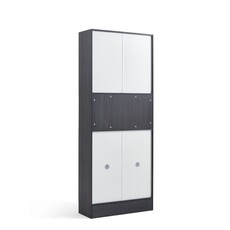 Armoire d'entrée 4 portes 79x33x200 cm Blanc + Noir