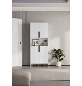 Armoire d'entrée 4 portes 79x33x200 cm Blanc