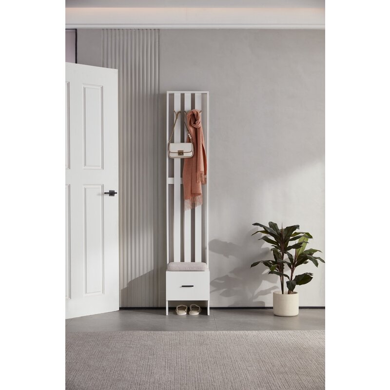 Meuble d'entrée 38x33x200 cm Blanc