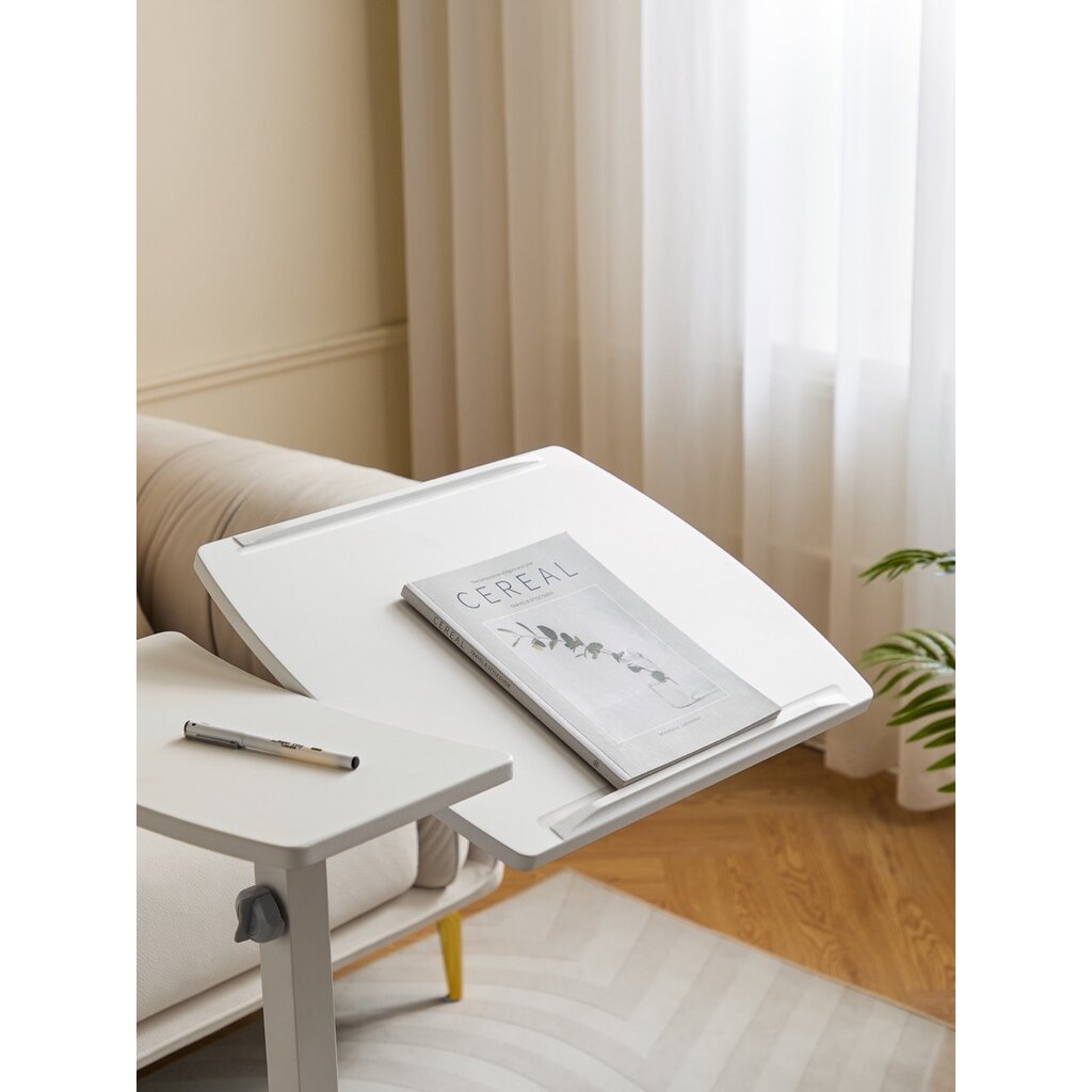 Bureau avec tablette ajustable Blanc sur roulette