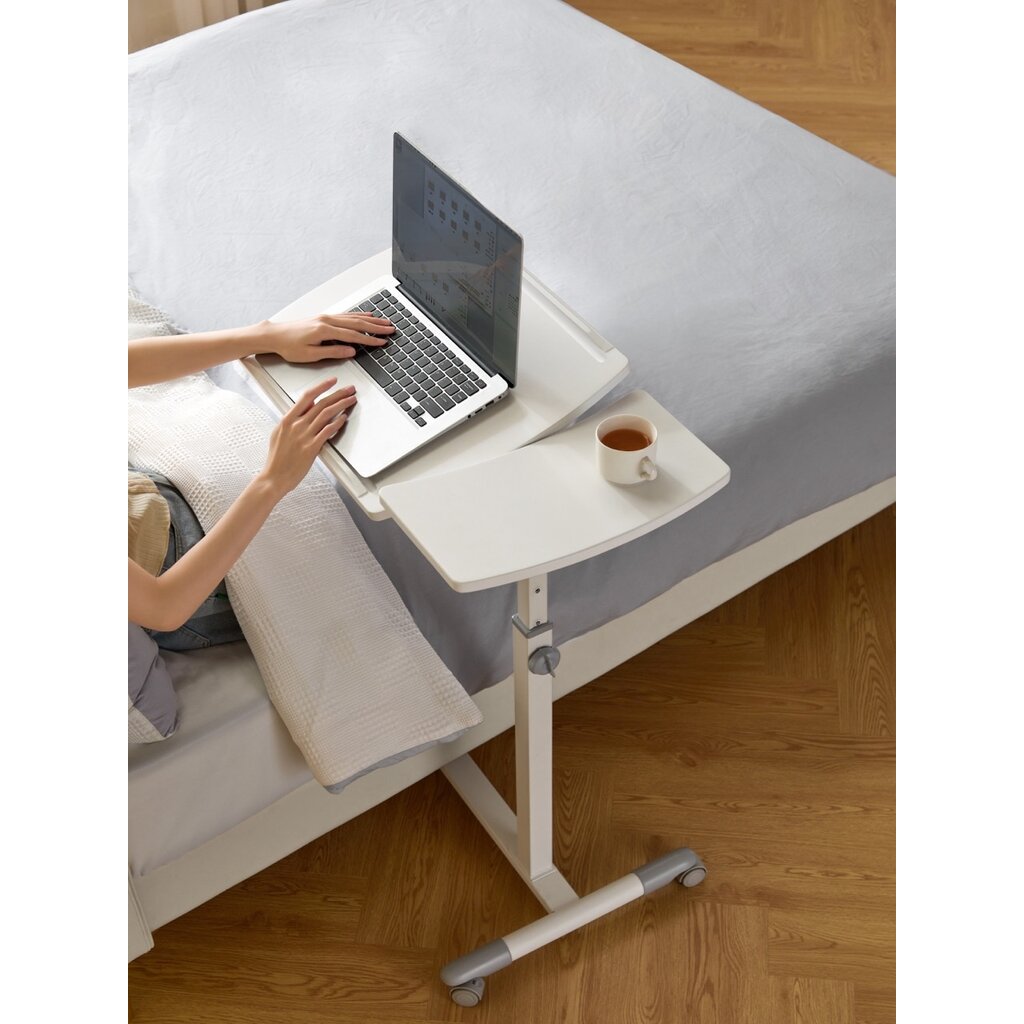 Bureau avec tablette ajustable Blanc sur roulette