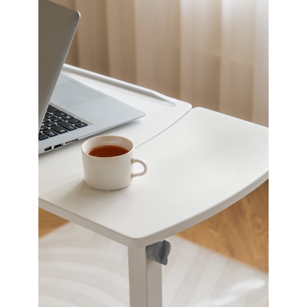 Bureau avec tablette ajustable Blanc sur roulette