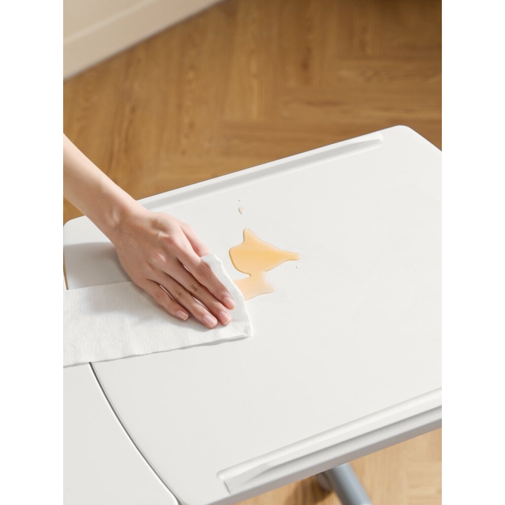 Bureau avec tablette ajustable Blanc sur roulette