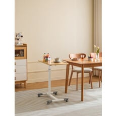 Bureau avec tablette ajustable Bois + Blanc