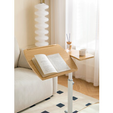 Bureau avec tablette ajustable Bois + Blanc