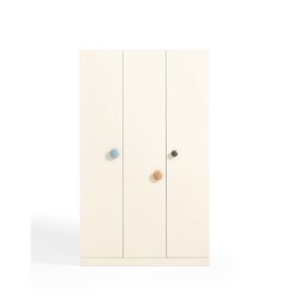 Armoire penderie 3 portes Blanc - Poignées couleur