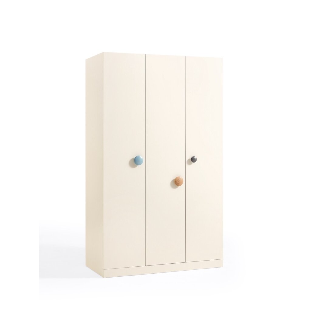 Armoire penderie 3 portes Blanc - Poignées couleur