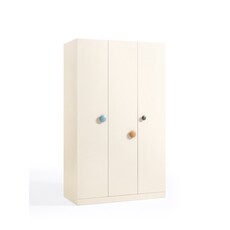 Armoire penderie 3 portes Blanc - Poignées couleur