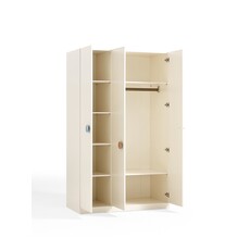 Armoire penderie 3 portes Blanc - Poignées couleur