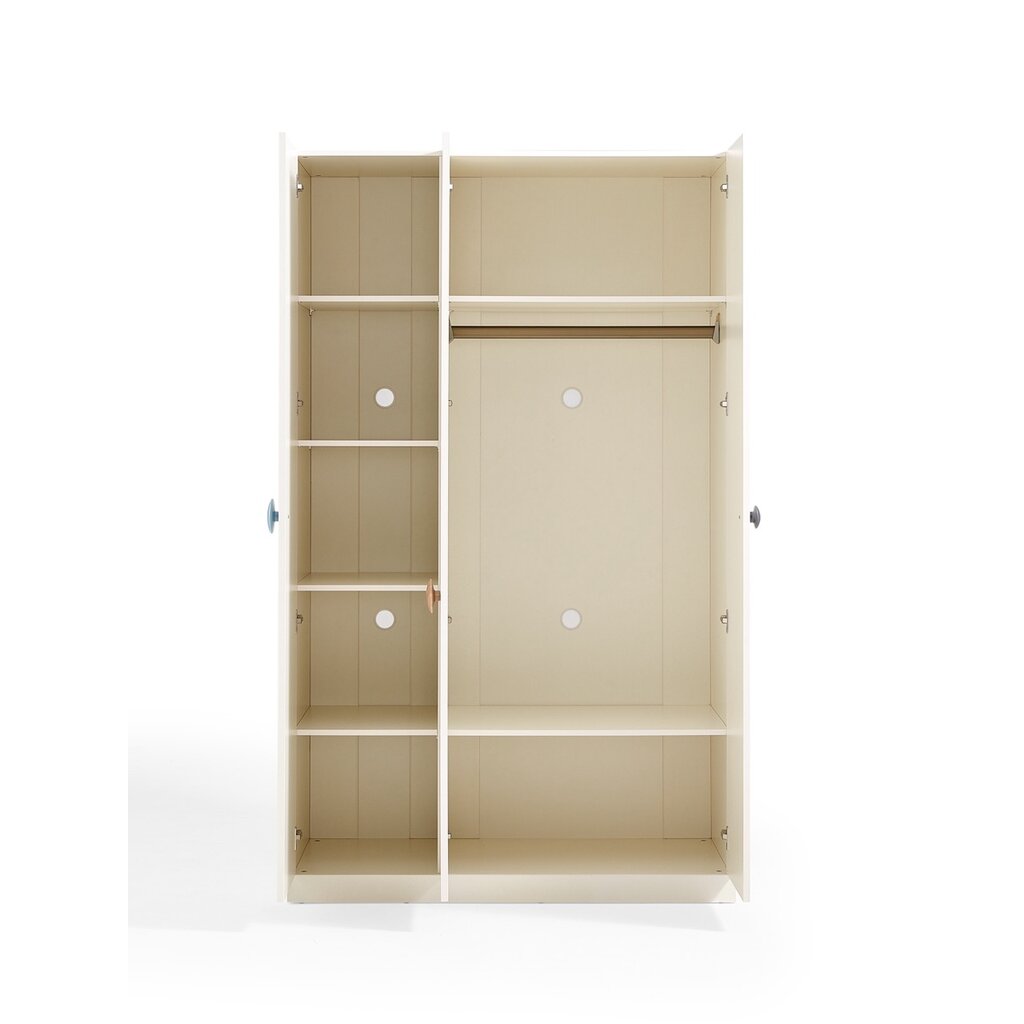 Armoire penderie 3 portes Blanc - Poignées couleur