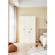 Armoire penderie 3 portes Blanc - Poignées couleur