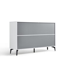 Buffet 2 tiroirs 4 portes 140 cm Blanc laqué