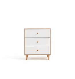 Commode 3 tiroirs 60 cm Bois + Blanc