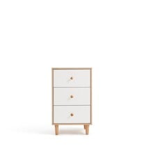 Commode 3 tiroirs 40 cm Bois + Blanc