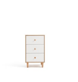 Commode 3 tiroirs 40 cm Bois + Blanc