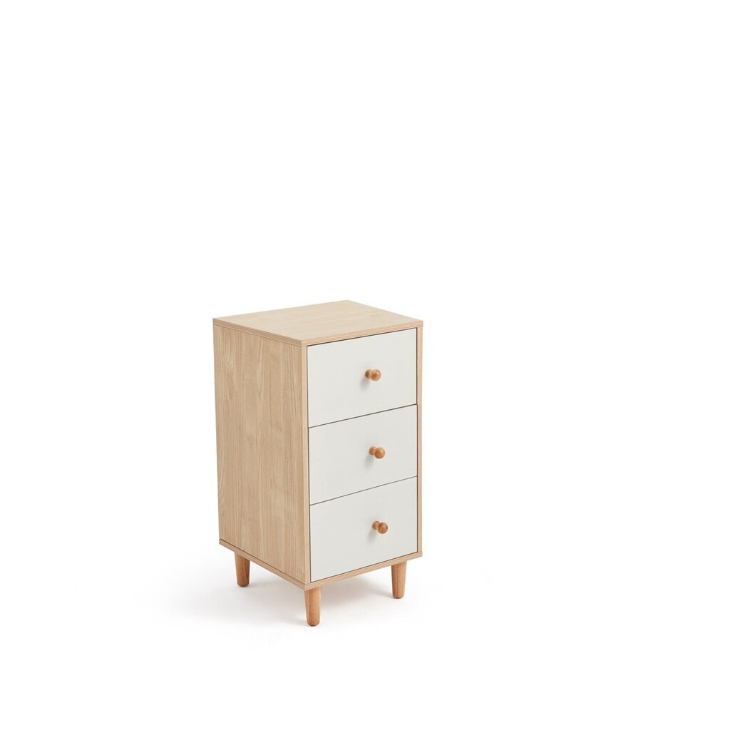 Commode 3 tiroirs 40 cm Bois + Blanc