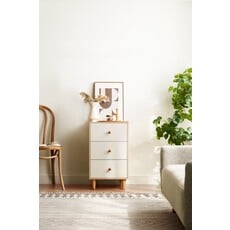 Commode 3 tiroirs 40 cm Bois + Blanc