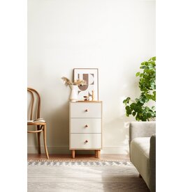 Commode 3 tiroirs 40 cm Bois + Blanc