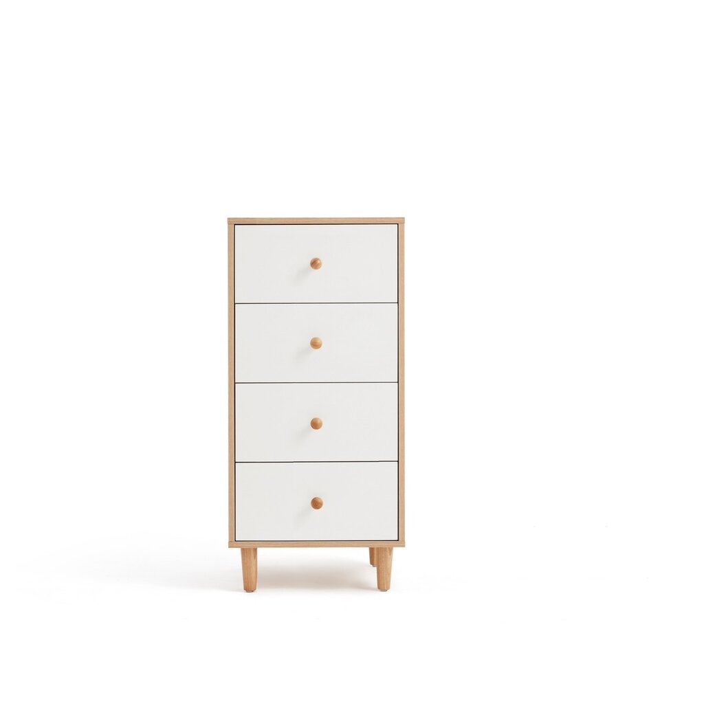 Commode 4 tiroirs 40 cm Bois + Blanc