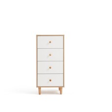 Commode 4 tiroirs 40 cm Bois + Blanc