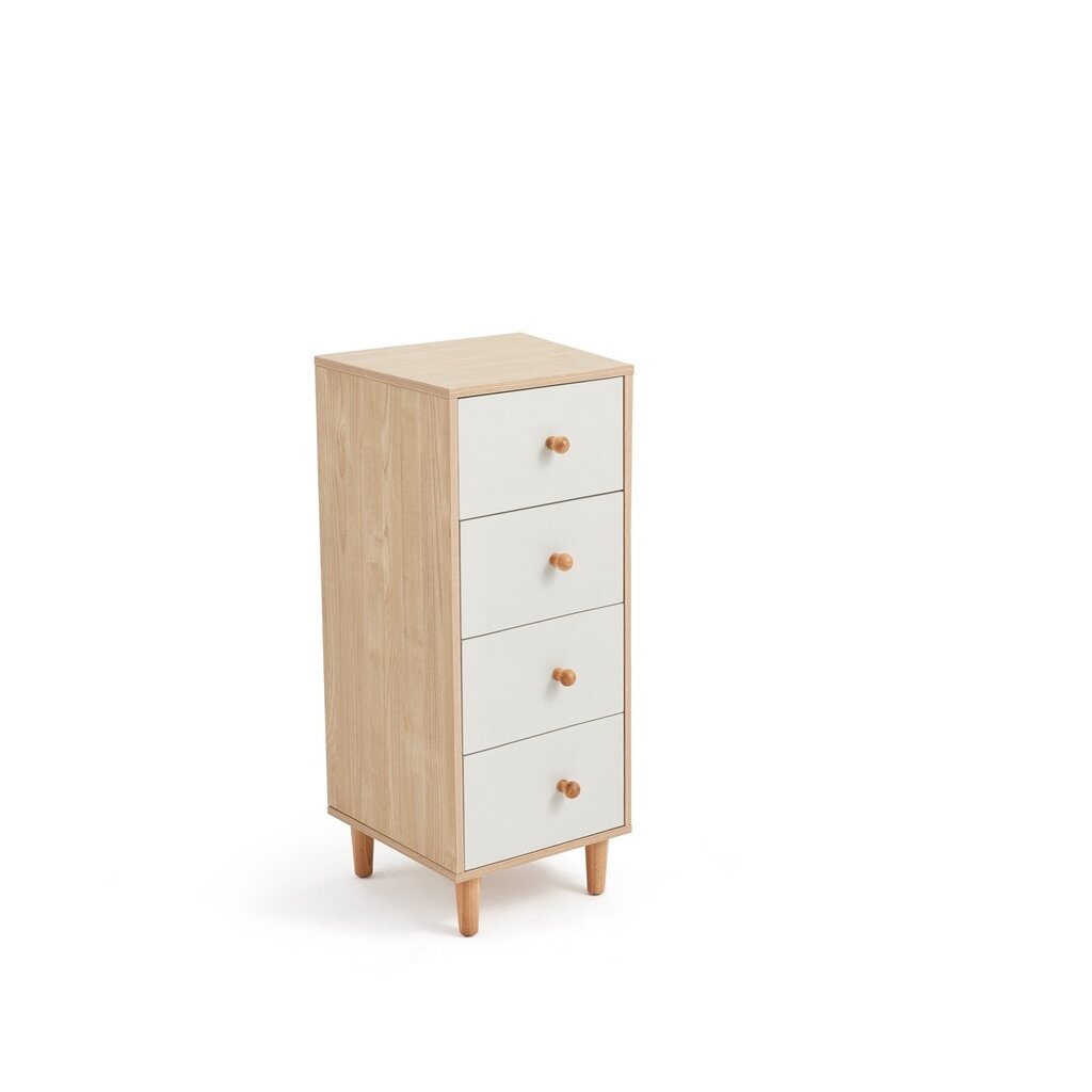 Commode 4 tiroirs 40 cm Bois + Blanc