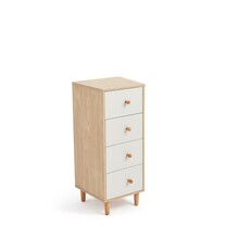 Commode 4 tiroirs 40 cm Bois + Blanc
