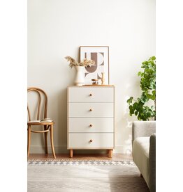 Commode 4 tiroirs 60 cm Bois + Blanc