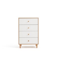 Commode 4 tiroirs 60 cm Bois + Blanc