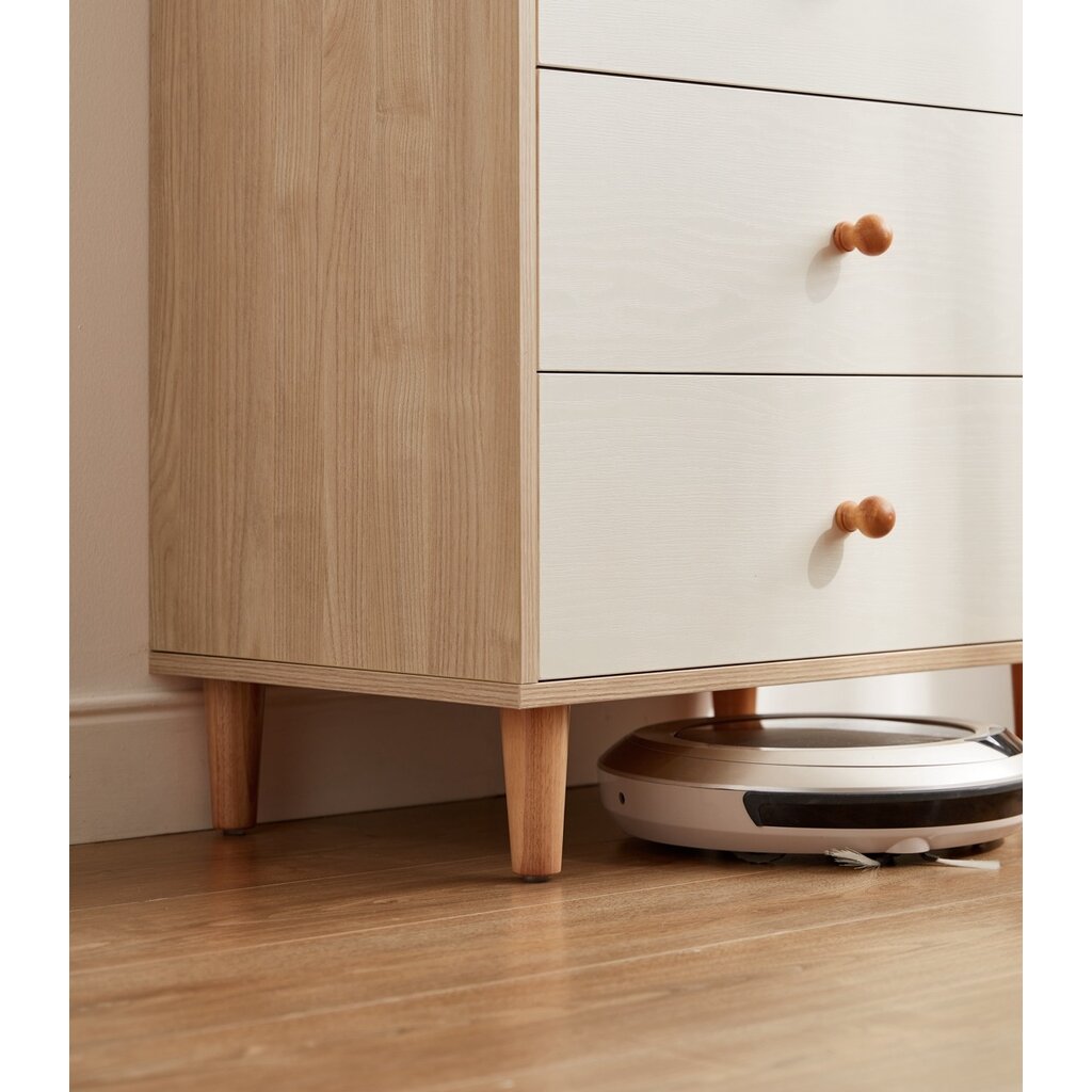 Commode 4 tiroirs 60 cm Bois + Blanc