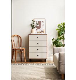 Commode 4 tiroirs 60 cm Marron + Blanc