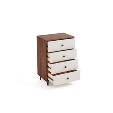Commode 4 tiroirs 60 cm Marron + Blanc