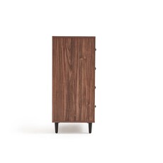 Commode 4 tiroirs 60 cm Marron + Blanc