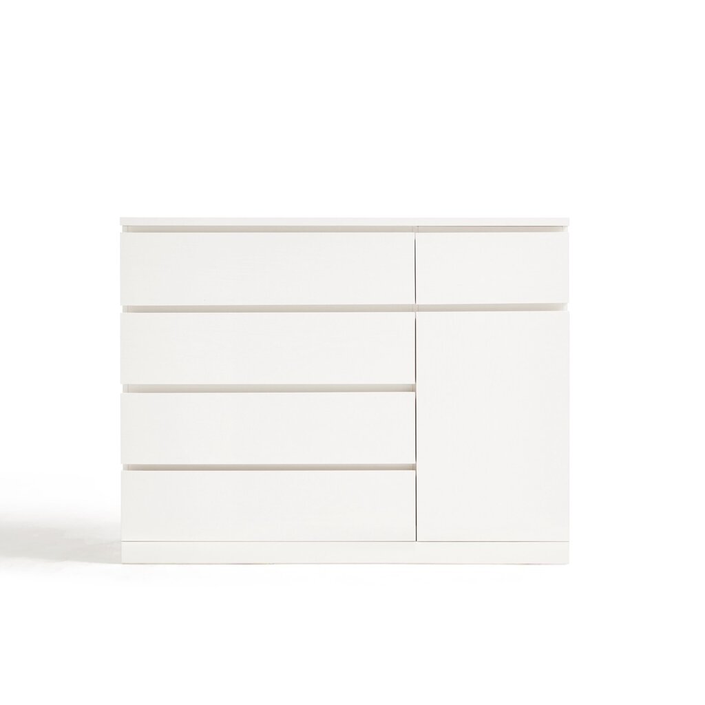 Buffet 5 tiroirs 1 portes 120x40x93 cm Blanc