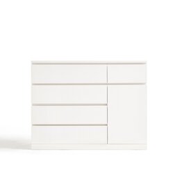 Buffet 5 tiroirs 1 portes 120x40x93 cm Blanc