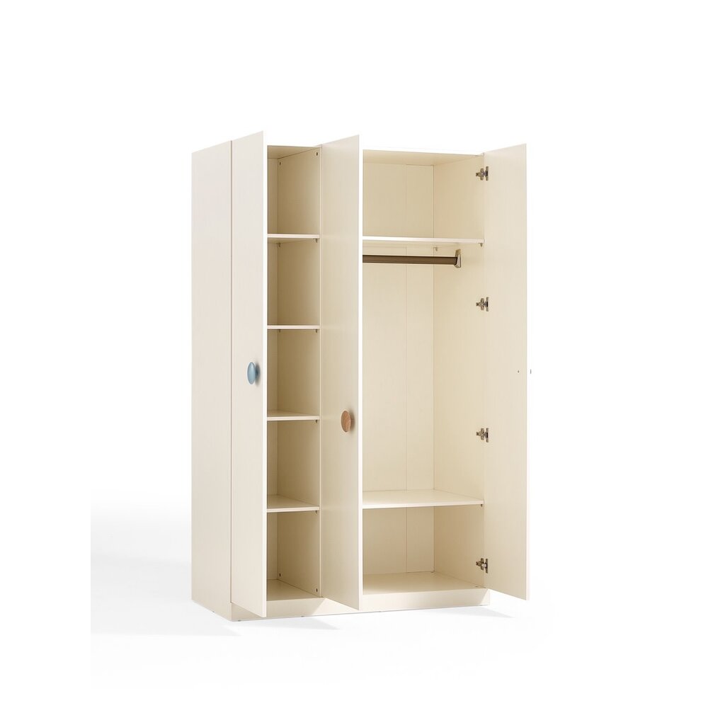 Armoire penderie 3 portes Blanc - Poignées couleur