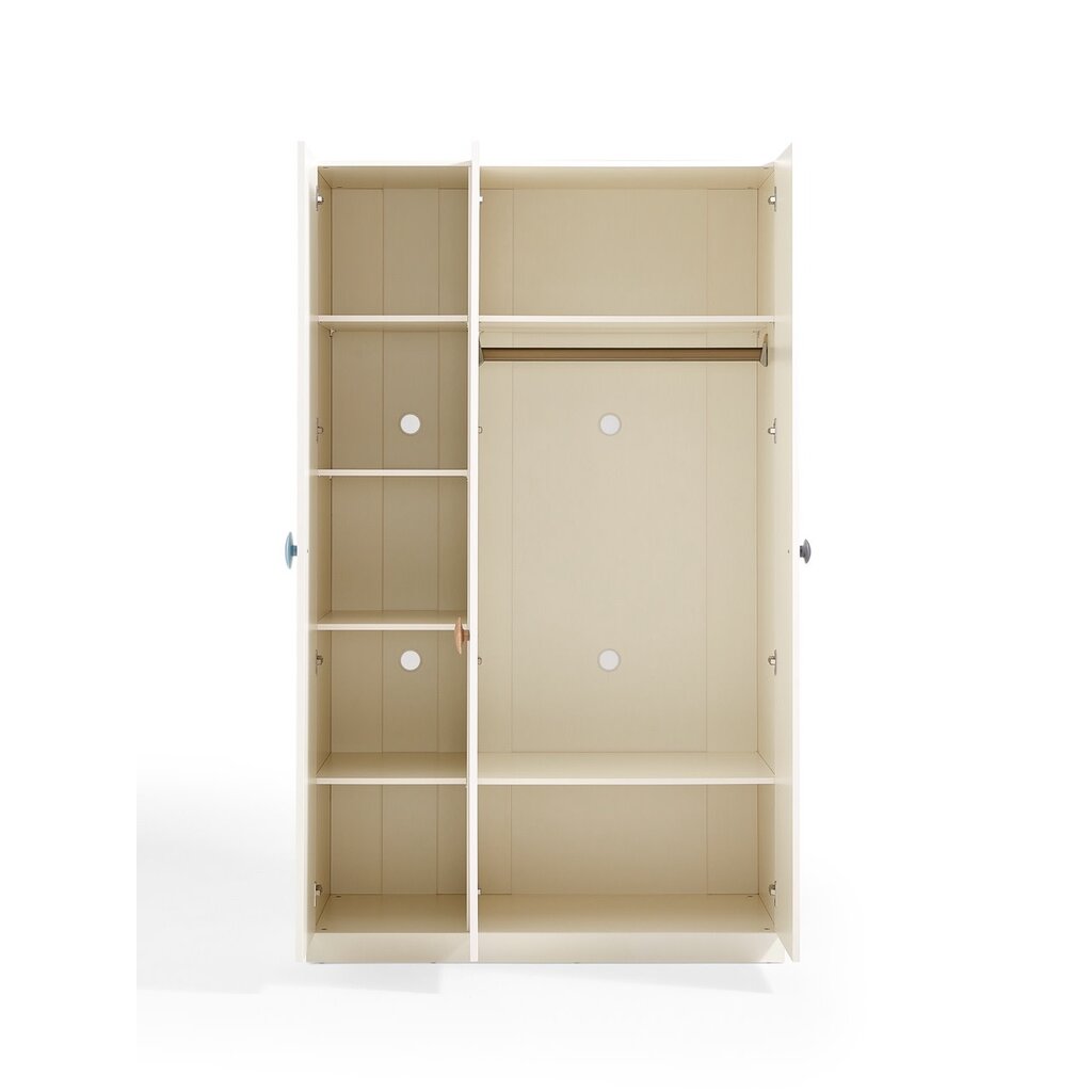 Armoire penderie 3 portes Blanc - Poignées couleur