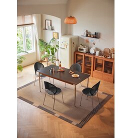 Table à manger 160x80x75 cm Inox + bois noir