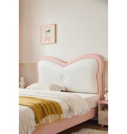 Lit pour en enfant avec tête de lit rose 120x200 cm