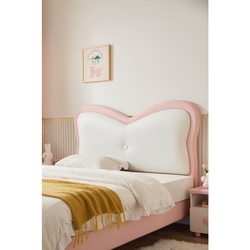 Lit pour en enfant avec tête de lit rose 120x200 cm