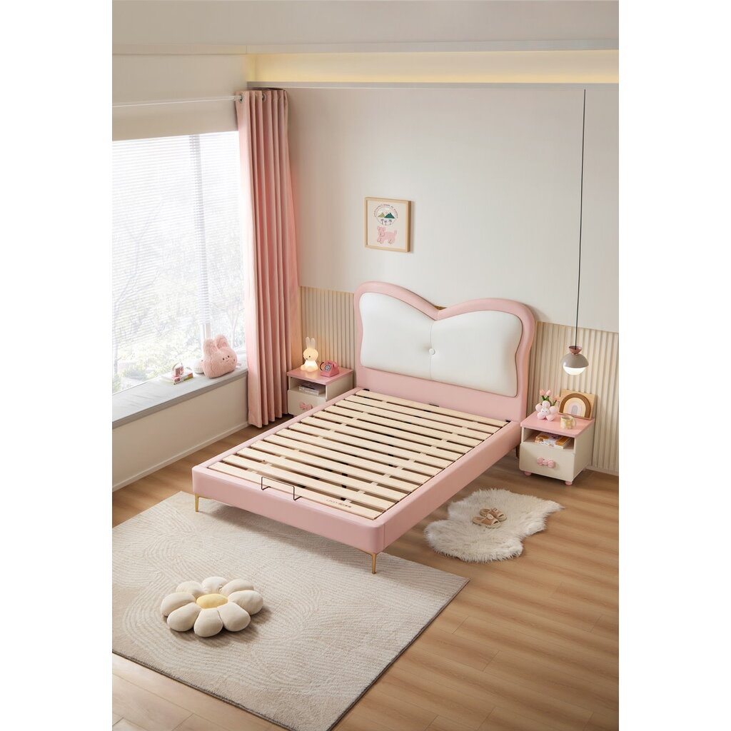 Lit pour en enfant avec tête de lit rose 150x200 cm