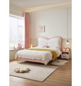 Lit pour en enfant avec tête de lit rose 150x200 cm