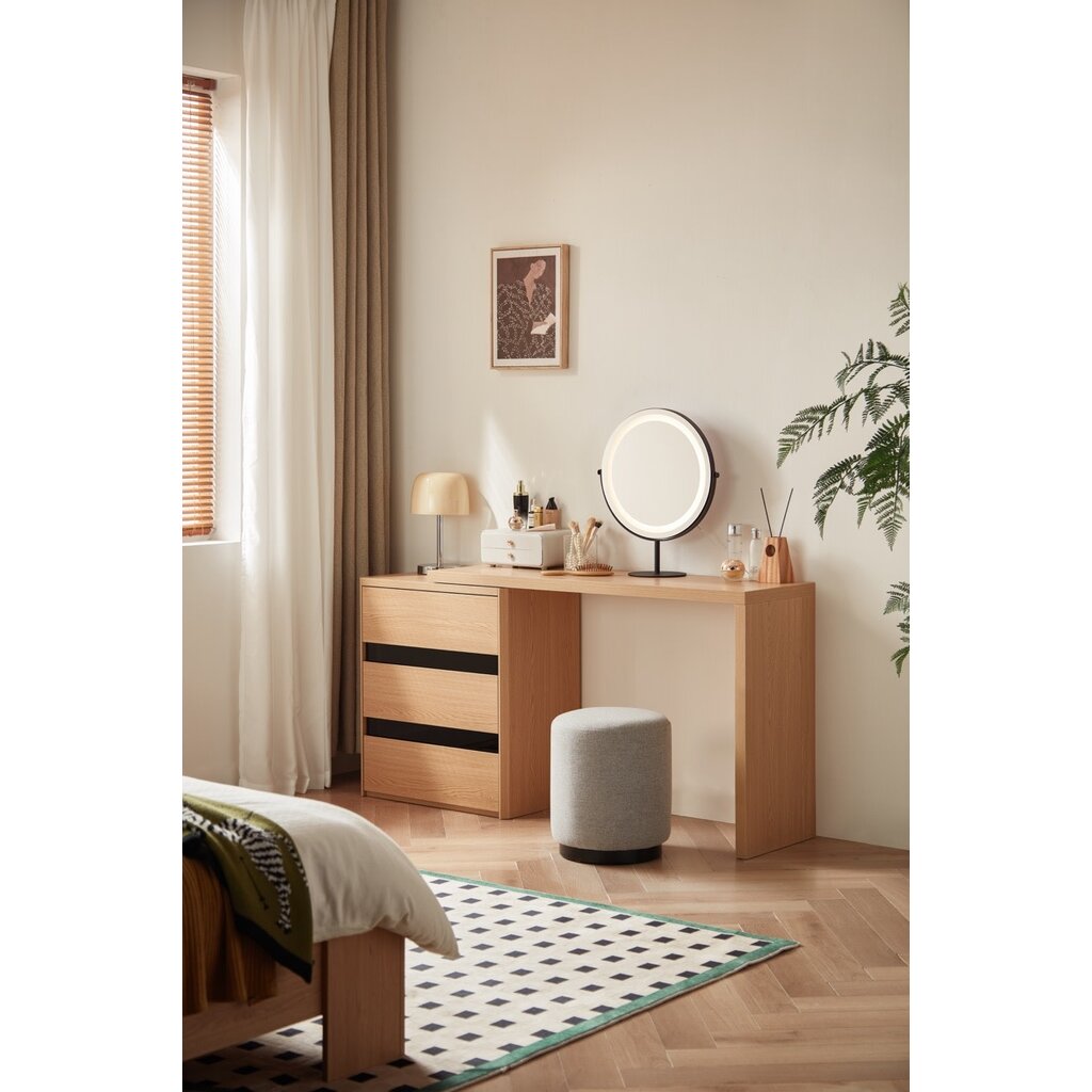 Coiffeuse 3 tiroirs avec tabouret et miroir Bois