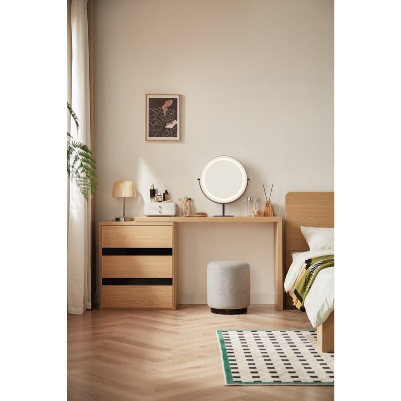 Coiffeuse UE1C-A  + JF1H-A dressing stool + miroir Bois